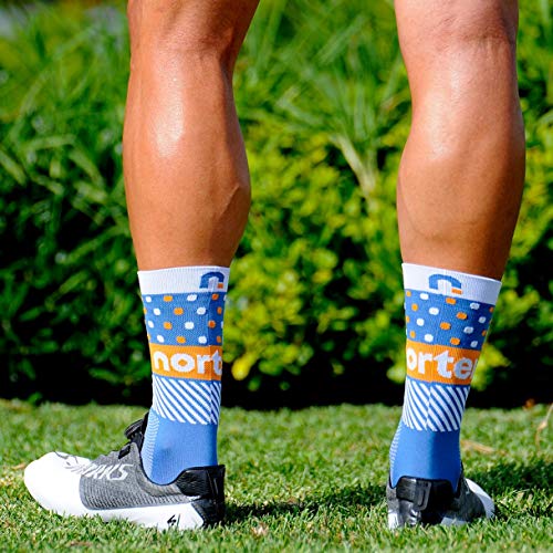 NORTEI - Calcetines de Ciclismo, MTB y Running de Meryl para Hombre y Mujer – Hit (M(40-42), Orange)