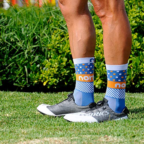 NORTEI - Calcetines de Ciclismo, MTB y Running de Meryl para Hombre y Mujer – Hit (M(40-42), Orange)