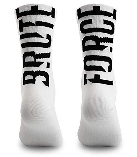 NORTEI Calcetines para Ciclismo, MTB y Running de Caña Alta para Hombre y Mujer – Brute Force White (S-M (38-42))