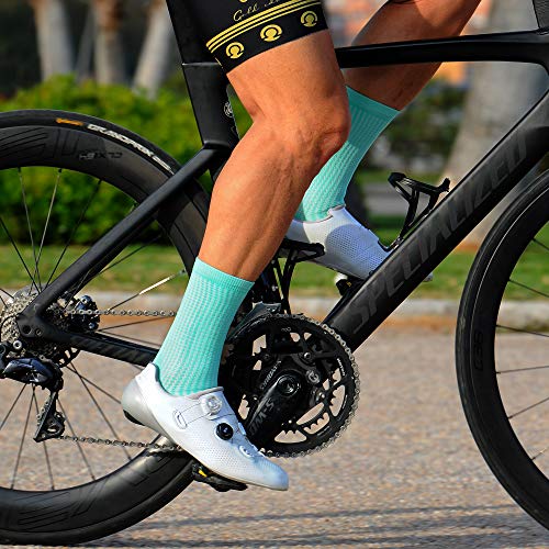 NORTEI Calcetines Turquesa para Ciclismo, MTB y Running de Caña Alta para Hombre y Mujer – Absolute Turquoise (S-M (38-42))