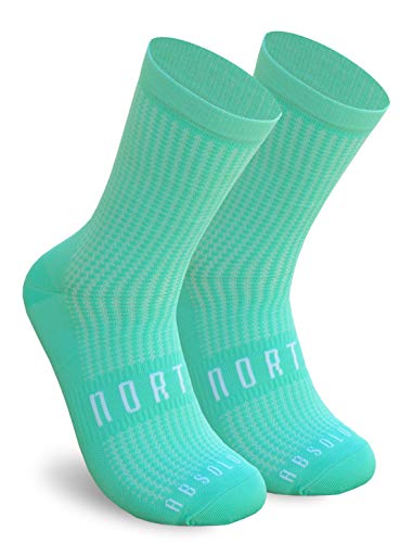 NORTEI Calcetines Turquesa para Ciclismo, MTB y Running de Caña Alta para Hombre y Mujer – Absolute Turquoise (S-M (38-42))