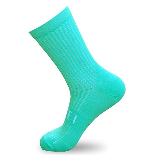 NORTEI Calcetines Turquesa para Ciclismo, MTB y Running de Caña Alta para Hombre y Mujer – Absolute Turquoise (S-M (38-42))