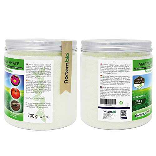 Nortembio Agro Sulfato de Magnesio Natural 700 g. Abono de Uso Universal. Favorece el Crecimiento de Cultivos, Jardines, Plantas de Interior y Exterior.