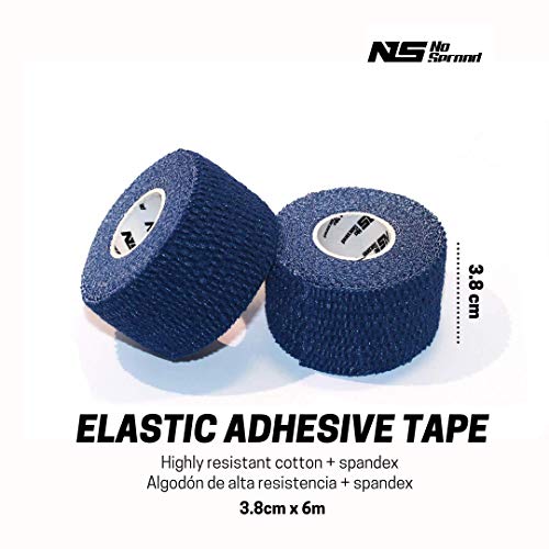 NOSECOND 6 x Pack Tape Premium de algodón elástico Adhesivo de 38mm x 4.5m (Azul)