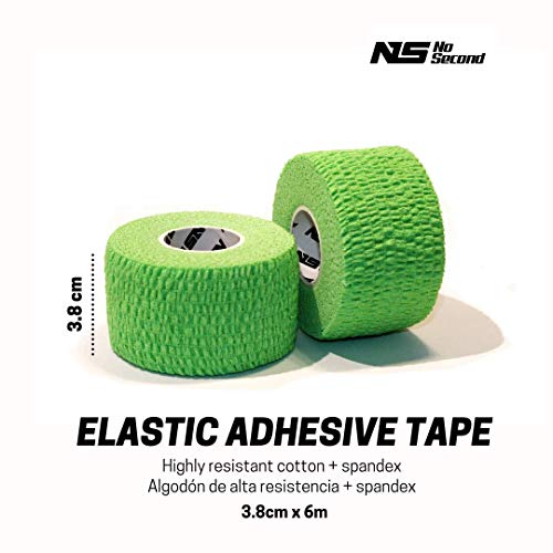 NOSECOND 6 x Pack Tape Premium de algodón elástico Adhesivo de 38mm x 4.5m (Verde)