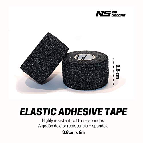 NOSECOND 6 x Pack Tape Premium de algodón elástico Adhesivo de 38mm x 6m (Negro)