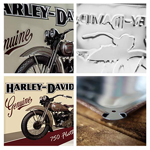 Nostalgic-Art Harley Davidson Flathead Placa Decorativa, Metal, Beige y marrón, 20x30x0.2 cm