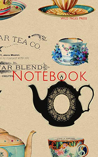Notebook: teacups vintage retro teapot advertisement floral vase flower flowers tea pot teapot tea cups