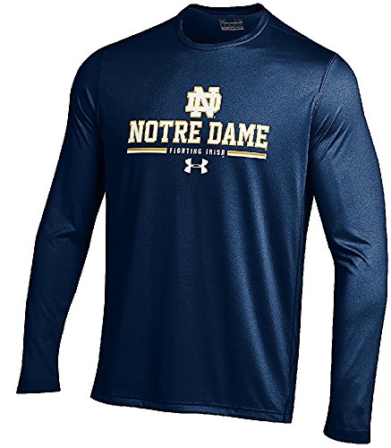 Notre Dame Fighting Irish azul palma de under armour Heatgear manga larga T Shirt, hombre Unisex, azul