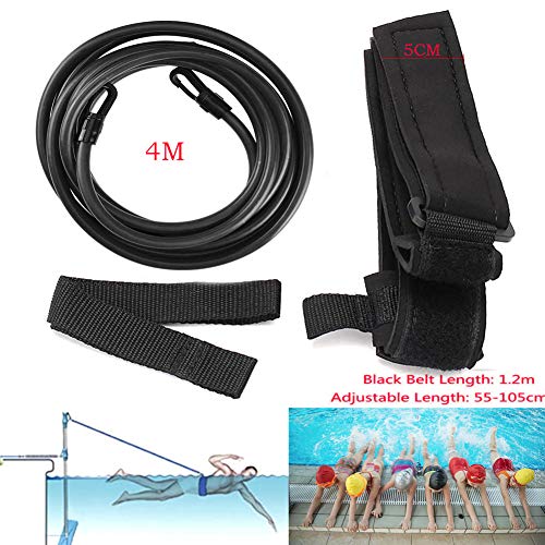 Nova imboxs Nadador Estático,Cinturón de natación Ajustable para Piscinas de natación, Goma elástica natación con un Gorro de natación Gratis (Negro)