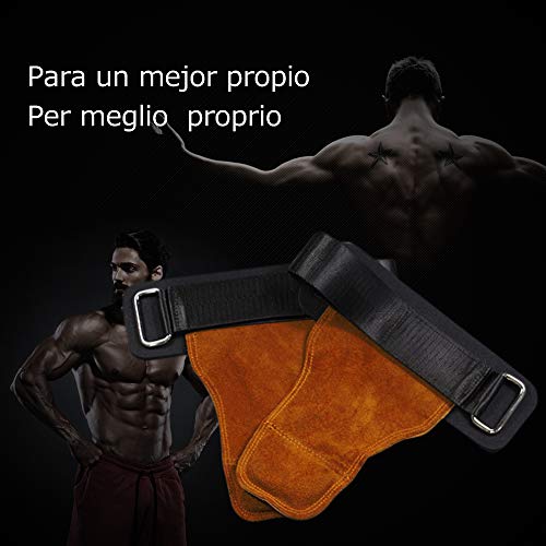 Nozdom Guantes Pesas Gimnasios, Guantes de Gimnasio de Piel de Vaca Proteger para Mujer y Hombre - Marrones