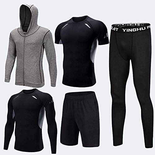 N/P 5PCS Set Men's Compression Gym Tights Sports Sportswear Suits Training Clothes Suits Workout Jogging Clothing Tracksuit Sports