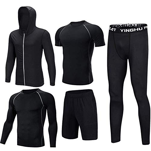 N/P 5PCS Set Men's Compression Gym Tights Sports Sportswear Suits Training Clothes Suits Workout Jogging Clothing Tracksuit Sports
