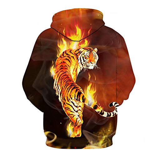 NSBXDWRM Sudadera con Estampado 3D,Moda Unisex Sudadera Hombres Mujeres Novedad Singular Llama Animal Tigre Digital Print Pullover Par Plus Size Manga Larga con Bolsillos Ocio Hoodie Salvaje