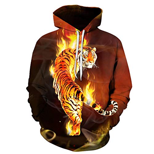 NSBXDWRM Sudadera con Estampado 3D,Moda Unisex Sudadera Hombres Mujeres Novedad Singular Llama Animal Tigre Digital Print Pullover Par Plus Size Manga Larga con Bolsillos Ocio Hoodie Salvaje