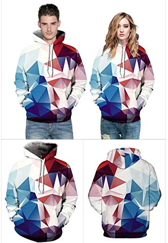 NSBXDWRM Sudadera con Estampado 3D,Sudadera Unisex Hombres Mujeres Novedad Singular Abstracto Geométrico 3D Digital Print Hooded Pullover Otoño Invierno Suelta De Manga Larga De Ocio Par Hoodie