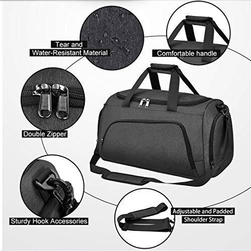 NUBILY Bolsa de Deporte Bolsa Gimnasio de Viaje con Compartimento para Zapatos Impermeable Bolsos Deportivos Mujer de Grande 40L para Hombre y Mujer Negro