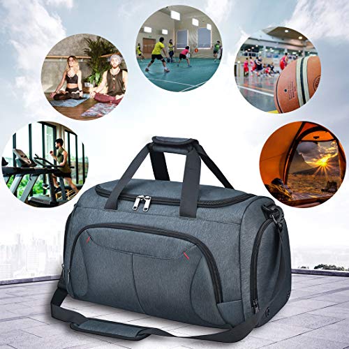 NUBILY Bolsa de Deporte Hombre Bolsas Gimnasio Mujer con Compartimento para Zapatos Bolsos de Viaje Grande Impermeable Deportivos Fin de Semana Travel Gym Bag 40L Gris Azul