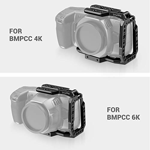 (Nueva Versión) SMALLRIG BMPCC 4K / 6K Half Cage Compatible con Blackmagic Pocket Cinema Camera 4K / 6K, Jaula con Mecanismo Anti-torsión y NATO Rail Integrados - CVB2254B