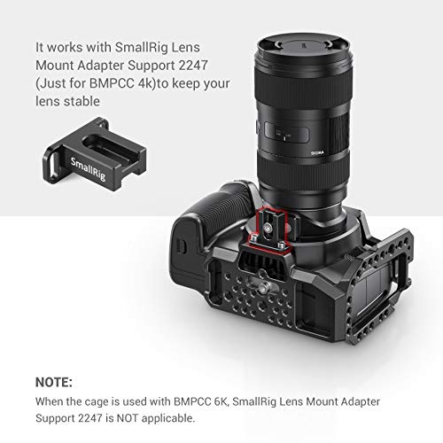 (Nueva Versión) SMALLRIG BMPCC 4K / 6K Half Cage Compatible con Blackmagic Pocket Cinema Camera 4K / 6K, Jaula con Mecanismo Anti-torsión y NATO Rail Integrados - CVB2254B