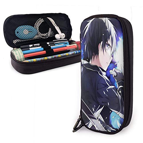 Nuevo diseño Estuche para lápices de cuero Estuche para papelería escolar Sao Sword Art Online Estuche de maquillaje personalizado`A2S5