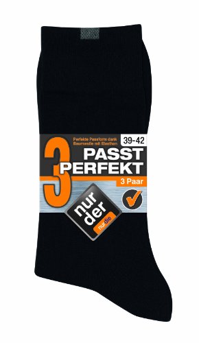 Nur Der - Calcetines opacas para hombre, pack de 3, talla 43-46, color negro 940