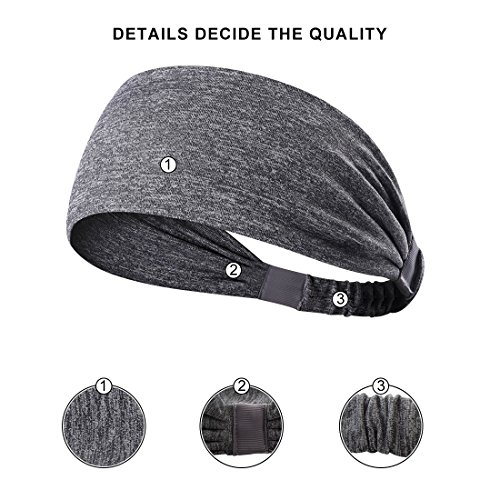 NUREINSS Cinta 3pcs Non Slip Unisex Stretch elástico Deportes Sudor Banda Head Bands Head Wrap para Yoga, Baloncesto, Running, Fútbol, Tenis – Pelo Joyas