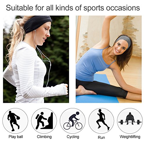 NUREINSS Cinta 3pcs Non Slip Unisex Stretch elástico Deportes Sudor Banda Head Bands Head Wrap para Yoga, Baloncesto, Running, Fútbol, Tenis – Pelo Joyas