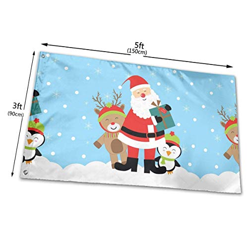 Oaqueen Banderas Christmas Santa Gift Cute Deer Home Flag Large 3x5 Feet Vertical Outdoor House Decor Yard Celebration Procession Festival Flag