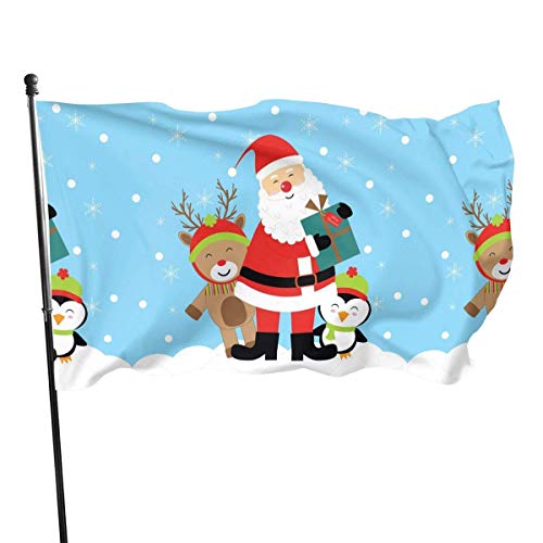 Oaqueen Banderas Christmas Santa Gift Cute Deer Home Flag Large 3x5 Feet Vertical Outdoor House Decor Yard Celebration Procession Festival Flag