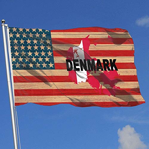 Oaqueen Banderas Denmark Flag Map Breeze Flag 3 X 5-100% Polyester Single Layer Translucent Flags 90 X 150CM - Banner 3' X 5' Ft
