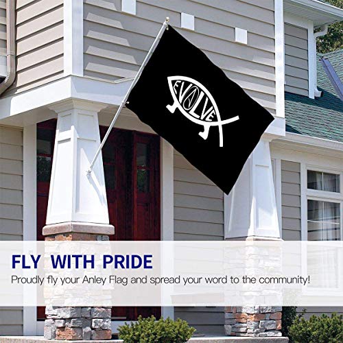 Oaqueen Banderas Evolve Fish Garden Flag Yard Home Outdoor Decor Durable and Fade Resistant 3'x5' FT