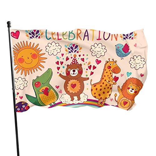 Oaqueen Banderas Garden Home Flag Celebration Happy Animal Large 3x5 Ft Vertical Outdoor House Decor Yard Outdoor Celebration Procession Festival Flag
