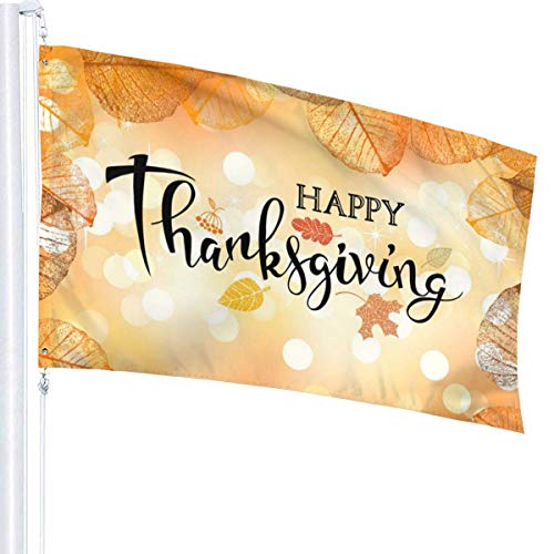 Oaqueen Banderas Happy Thanksgiving Leaf Garden Flag Large 3x5 Feet Vertical Outdoor House Decor Yard Celebration Procession Festival Flag