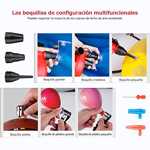 oasser Compresor de Aire Bomba de Aire Automática Soplador de Aire Multiusos Inflación Presión 12V con Indicador Digital Inflado Rápido para Neumáticos Colchones de Aire Balón Bicicleta P4