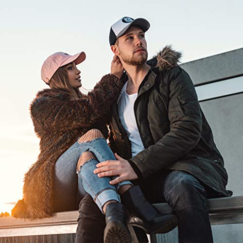 Oblack Gorra Trucker Gray Portland Gris Beisbol Ajustable con Visera Acolchada y Rejilla Negra - Gorras de Hombre