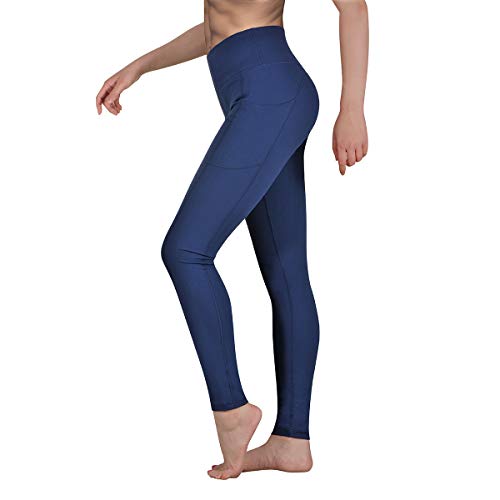 Occffy Cintura Alta Pantalón Deportivo de Mujer Leggings para Running Training Fitness Estiramiento Yoga y Pilates DS166 (Azul profundo, S)