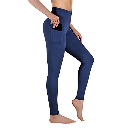 Occffy Cintura Alta Pantalón Deportivo de Mujer Leggings para Running Training Fitness Estiramiento Yoga y Pilates DS166 (Azul profundo, S)