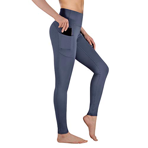 Occffy Cintura Alta Pantalón Deportivo de Mujer Leggings para Running Training Fitness Estiramiento Yoga y Pilates DS166 (Gris profundo, XS)