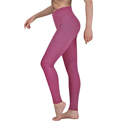 Occffy Cintura Alta Pantalón Deportivo de Mujer Leggings para Running Training Fitness Estiramiento Yoga y Pilates DS166 (Rosa begonia, M)