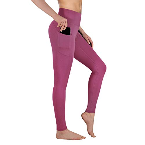 Occffy Cintura Alta Pantalón Deportivo de Mujer Leggings para Running Training Fitness Estiramiento Yoga y Pilates DS166 (Rosa begonia, XXL)