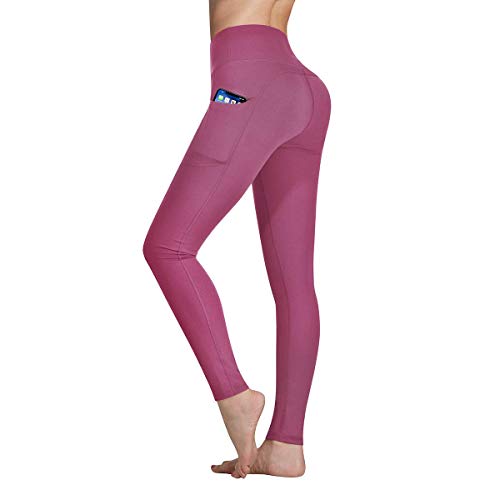 Occffy Cintura Alta Pantalón Deportivo de Mujer Leggings para Running Training Fitness Estiramiento Yoga y Pilates DS166 (Rosa begonia, XXL)