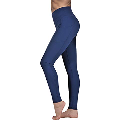 Occffy Leggings Mujer Fitness Cintura Alta Pantalones Deportivos Mallas para Running Training Estiramiento Yoga y Pilates P107 (Azul Profundo, S)
