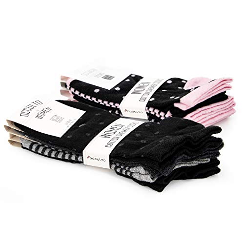 Occulto 8 pares de Calcetines para Mujer | Calcetines para Zapatos de Verano para Mujer | Calcetines cortos de Algodón para Mujer 39-42 Negro-Pink