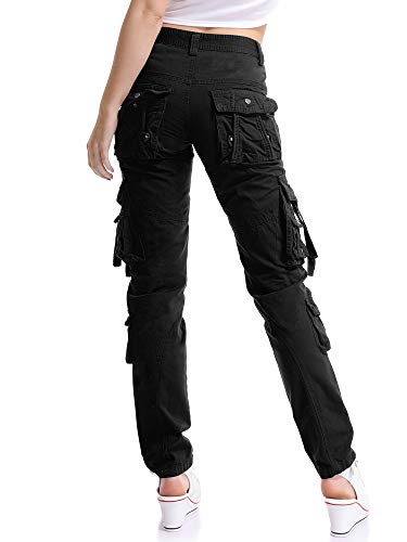 OCHENTA Mujer Uniform Combat Cargo para 8 Bolsillos de Seguridad Pantalones Negro Etiqueta 32-EU 42