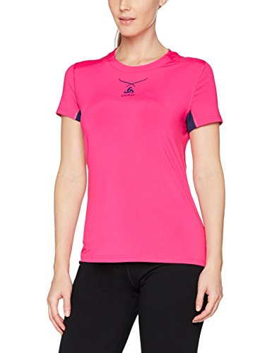 Odlo - Camiseta Interior Funcional para Mujer, Cuello Redondo, Color Rosa