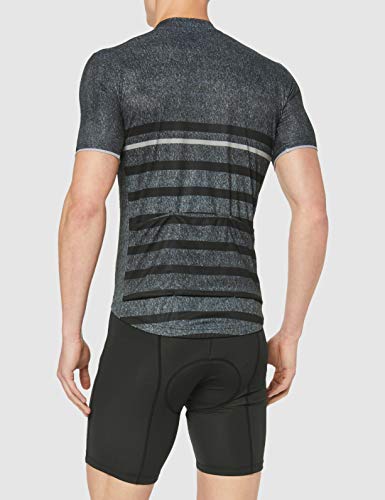 Odlo Stand-Up Collar S/S Full Zip Element Pri Camiseta, Hombre, Graphite Grey Melange-Retro, L