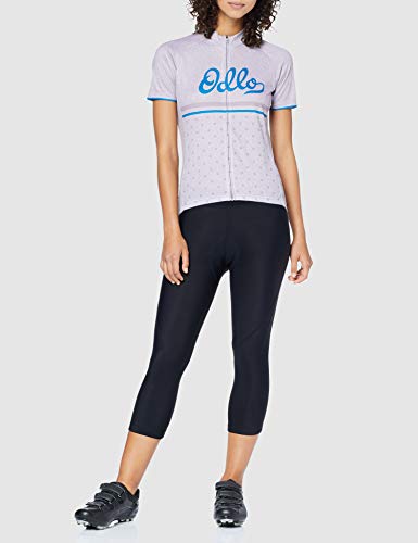 Odlo Stand-up Collar s/s Full Zip Element Print Camiseta, Mujer, Quail Melange - Retro, Large