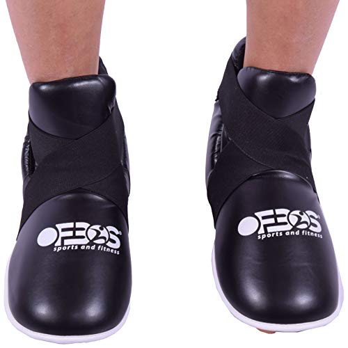 Ofbos® - Botas MMA para kick boxing, unisex, para niños, adultos, sparring, taekwondo, karate, boxeo, MMA, Top Ten, Unisex adulto, Negro , L