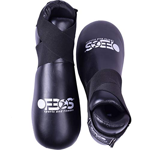 Ofbos® - Botas MMA para kick boxing, unisex, para niños, adultos, sparring, taekwondo, karate, boxeo, MMA, Top Ten, Unisex adulto, Negro , L
